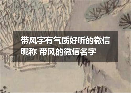 带风字有气质好听的微信昵称 带风的微信名字
