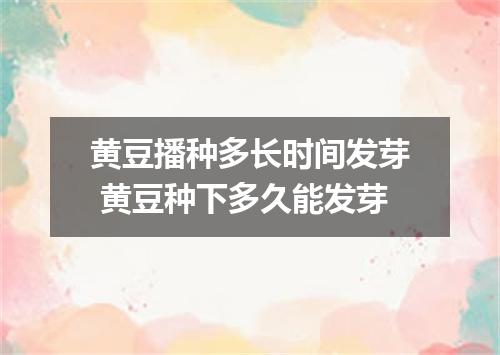 黄豆播种多长时间发芽 黄豆种下多久能发芽