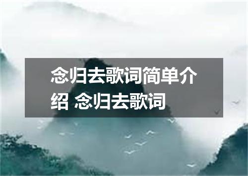 念归去歌词简单介绍 念归去歌词