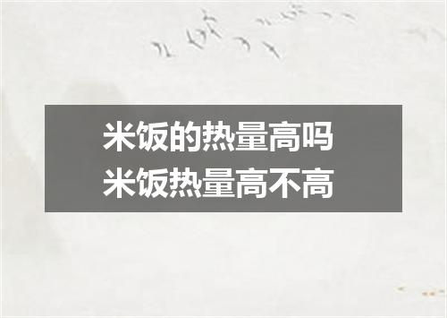 米饭的热量高吗 米饭热量高不高