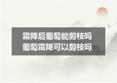 霜降后葡萄能剪枝吗 葡萄霜降可以剪枝吗