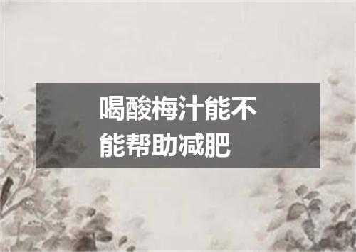 喝酸梅汁能不能帮助减肥