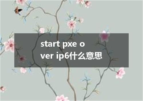 start pxe over ip6什么意思