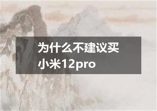 为什么不建议买小米12pro