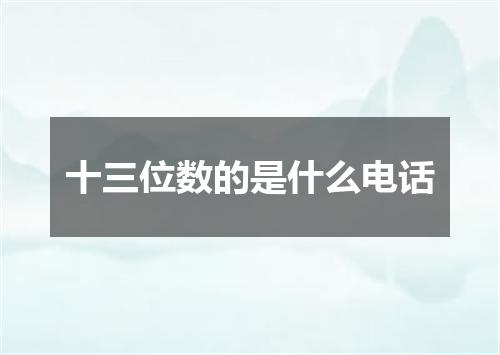 十三位数的是什么电话