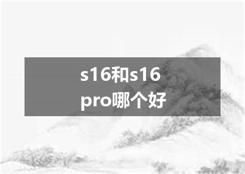 s16和s16pro哪个好