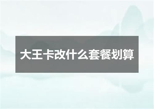 大王卡改什么套餐划算