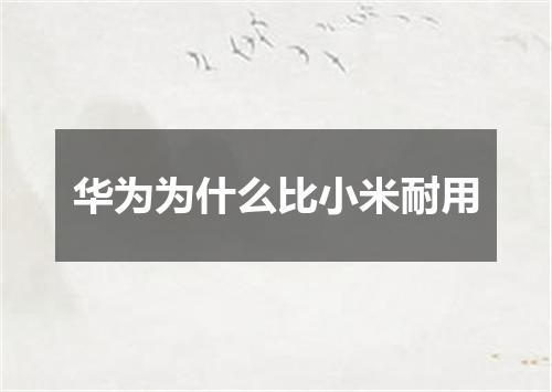 华为为什么比小米耐用