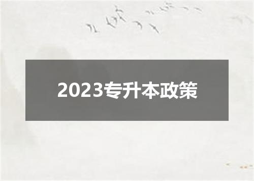 2023专升本政策