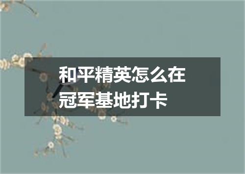 和平精英怎么在冠军基地打卡