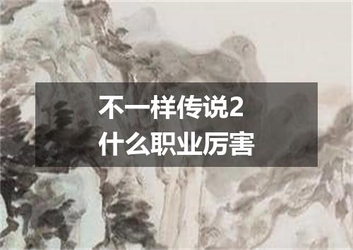 不一样传说2什么职业厉害