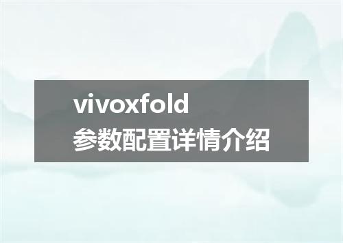 vivoxfold参数配置详情介绍