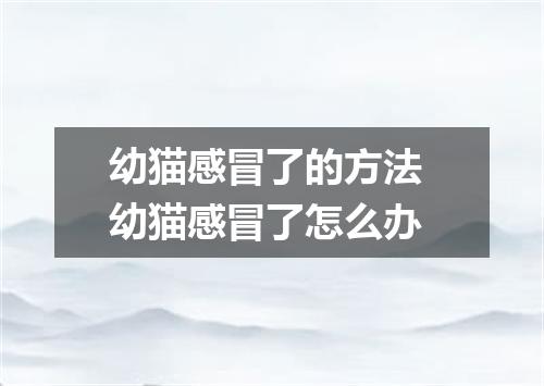 幼猫感冒了的方法 幼猫感冒了怎么办
