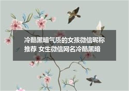 冷酷黑暗气质的女孩微信昵称推荐 女生微信网名冷酷黑暗
