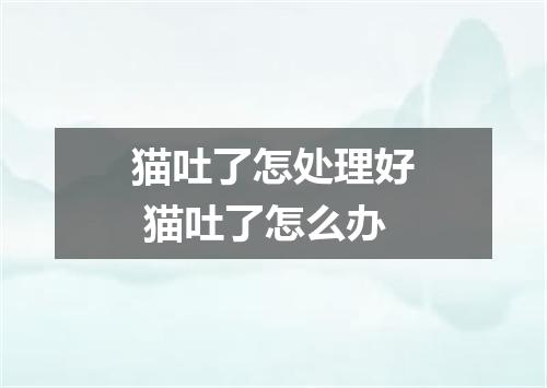 猫吐了怎处理好 猫吐了怎么办