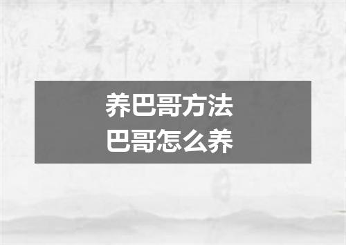 养巴哥方法 巴哥怎么养
