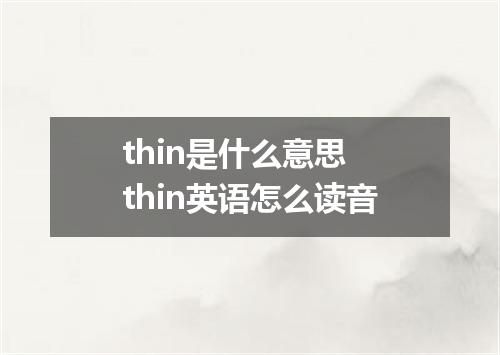 thin是什么意思 thin英语怎么读音