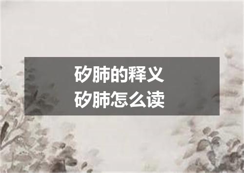 矽肺的释义 矽肺怎么读