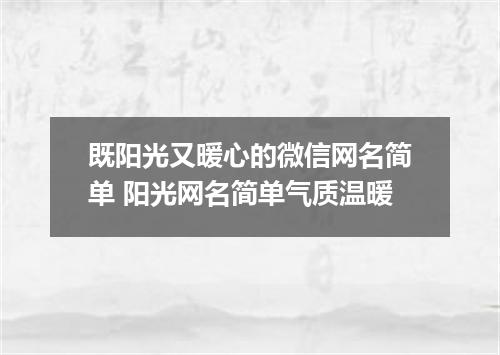 既阳光又暖心的微信网名简单 阳光网名简单气质温暖