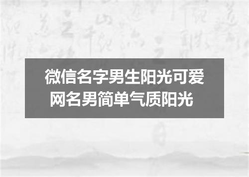 微信名字男生阳光可爱 网名男简单气质阳光