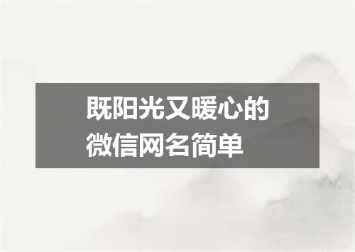 既阳光又暖心的微信网名简单