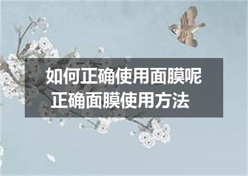 如何正确使用面膜呢 正确面膜使用方法
