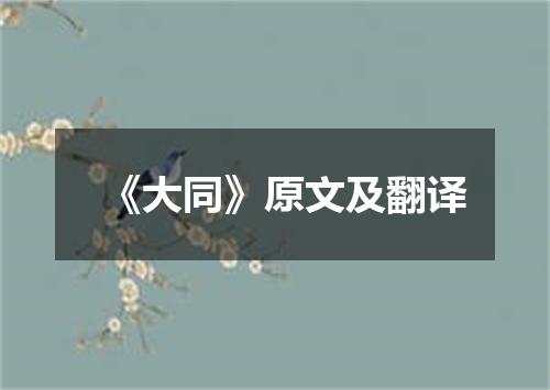 《大同》原文及翻译