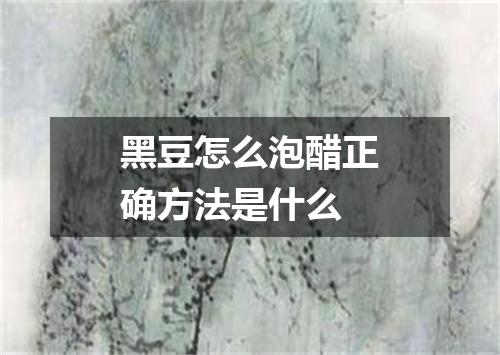 黑豆怎么泡醋正确方法是什么