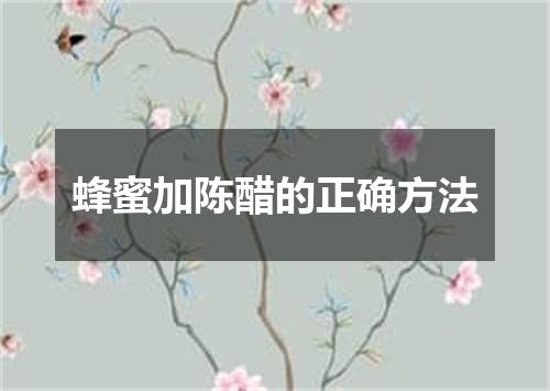 蜂蜜加陈醋的正确方法