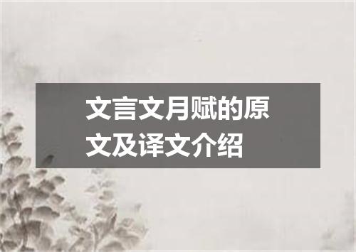 文言文月赋的原文及译文介绍
