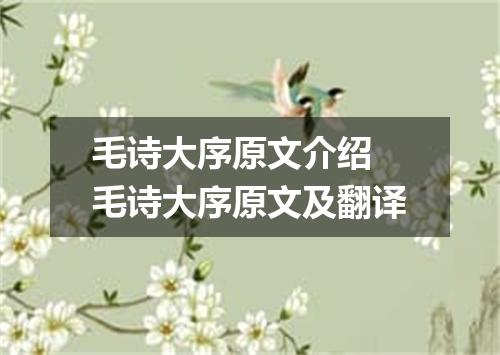 毛诗大序原文介绍 毛诗大序原文及翻译