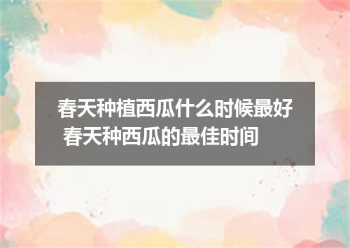 春天种植西瓜什么时候最好 春天种西瓜的最佳时间