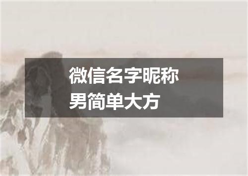 微信名字昵称男简单大方