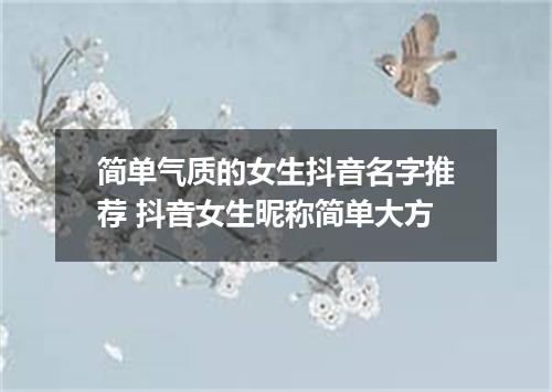 简单气质的女生抖音名字推荐 抖音女生昵称简单大方