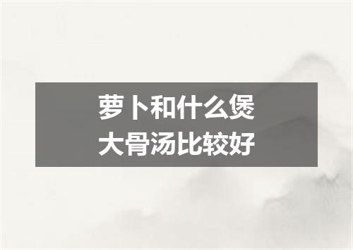 萝卜和什么煲大骨汤比较好