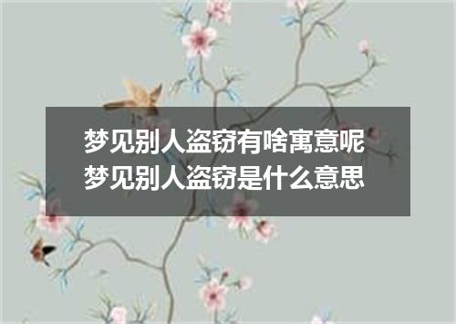 梦见别人盗窃有啥寓意呢 梦见别人盗窃是什么意思