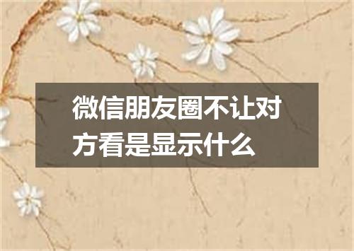 微信朋友圈不让对方看是显示什么