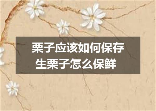 栗子应该如何保存 生栗子怎么保鲜