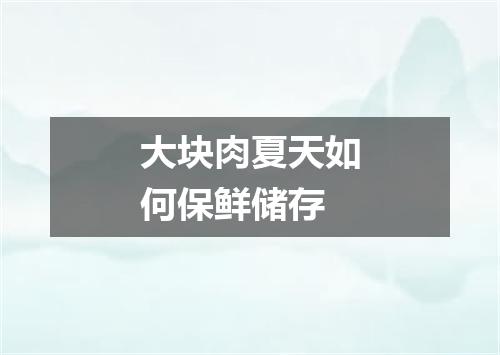 大块肉夏天如何保鲜储存