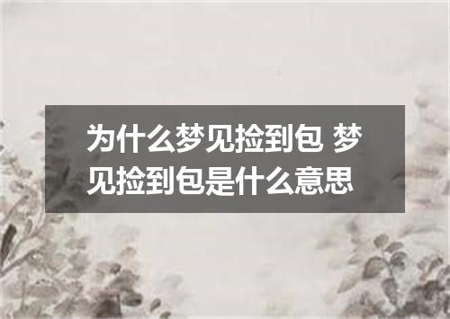 为什么梦见捡到包 梦见捡到包是什么意思