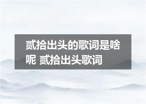 贰拾出头的歌词是啥呢 贰拾出头歌词