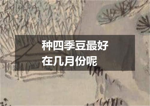 种四季豆最好在几月份呢