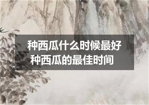 种西瓜什么时候最好 种西瓜的最佳时间