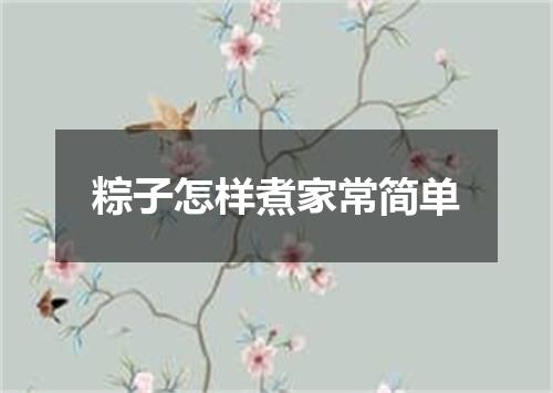 粽子怎样煮家常简单