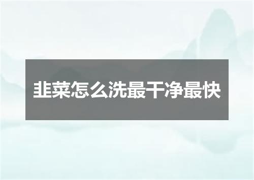 韭菜怎么洗最干净最快