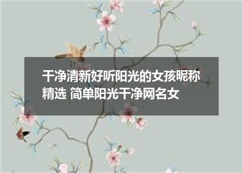 干净清新好听阳光的女孩昵称精选 简单阳光干净网名女