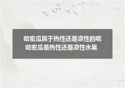 哈密瓜属于热性还是凉性的呢 哈密瓜是热性还是凉性水果