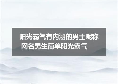 阳光霸气有内涵的男士昵称 网名男生简单阳光霸气