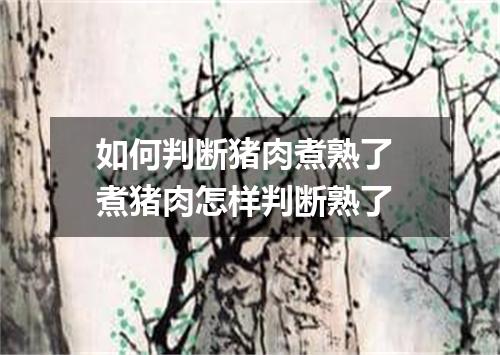 如何判断猪肉煮熟了 煮猪肉怎样判断熟了