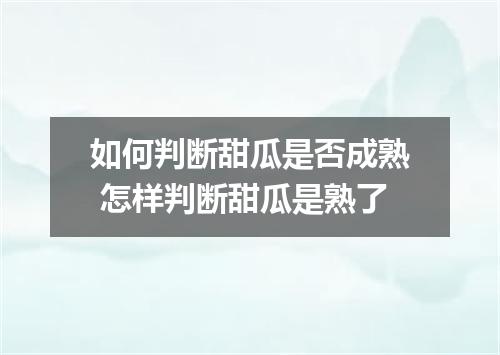如何判断甜瓜是否成熟 怎样判断甜瓜是熟了